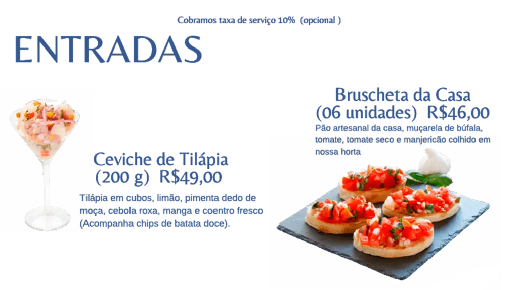 cardapio entradas