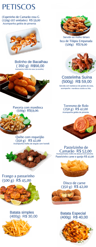 Cardapio petiscos