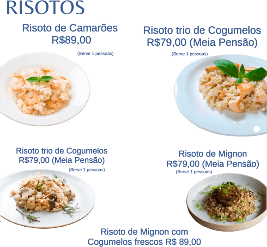 Cardapio Risotos