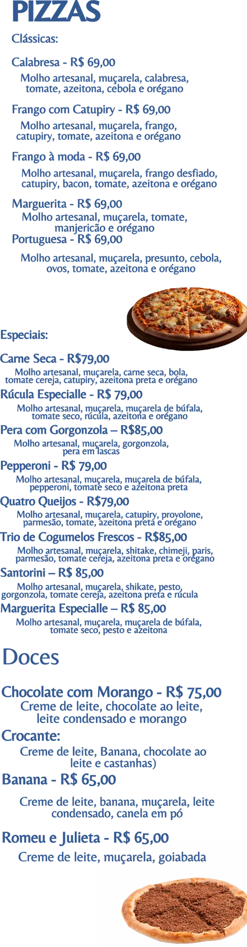 Cardapio Pizzas e Doces